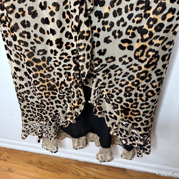 House of Harlow 1960 Cheetah Print Lafayette Wrap Front Tie Maxi Dress Ruffle L - Picture 5 of 16